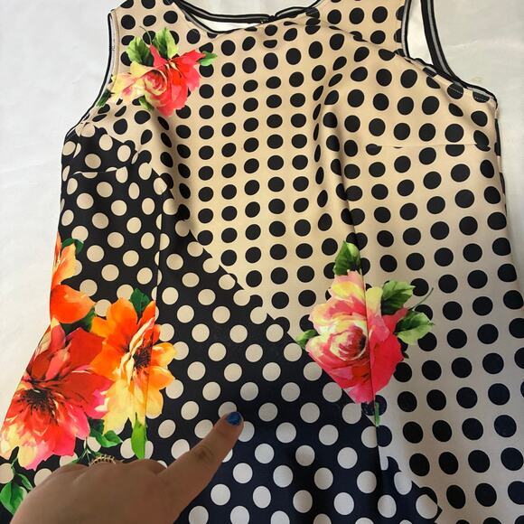 Joseph Ribkoff Women's Sheath Dress US 14 Bright Floral Asym Dots Sleeveless - Picture 4 of 9